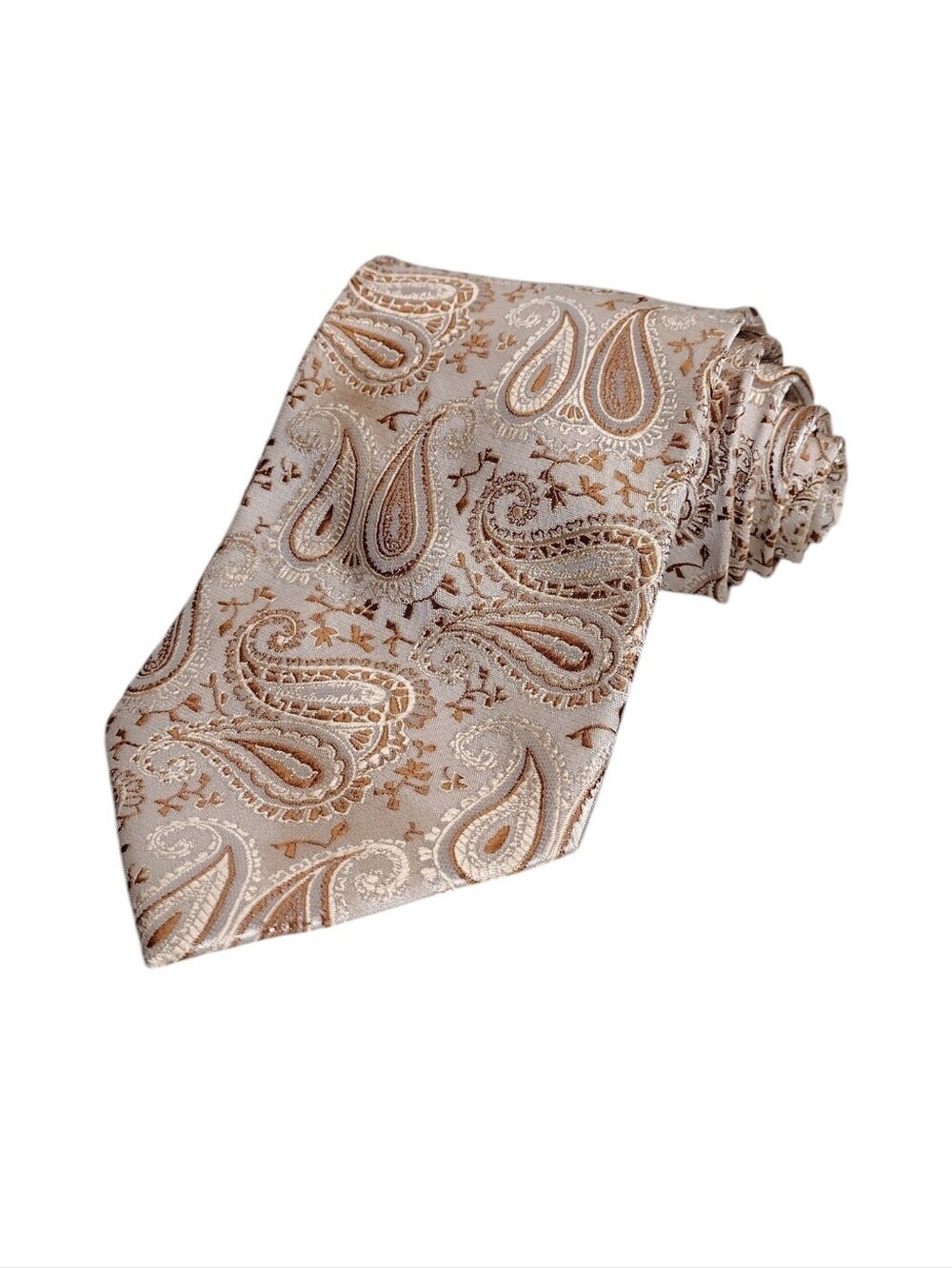 Dolce & Gabbana Beige Gold 100% Silk Paisley Neck-Tie